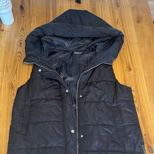 Black Quilted Hooded Puffer Vest